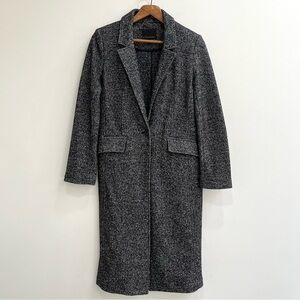 Banana Republic car coat black tweed long long single button wool blend small